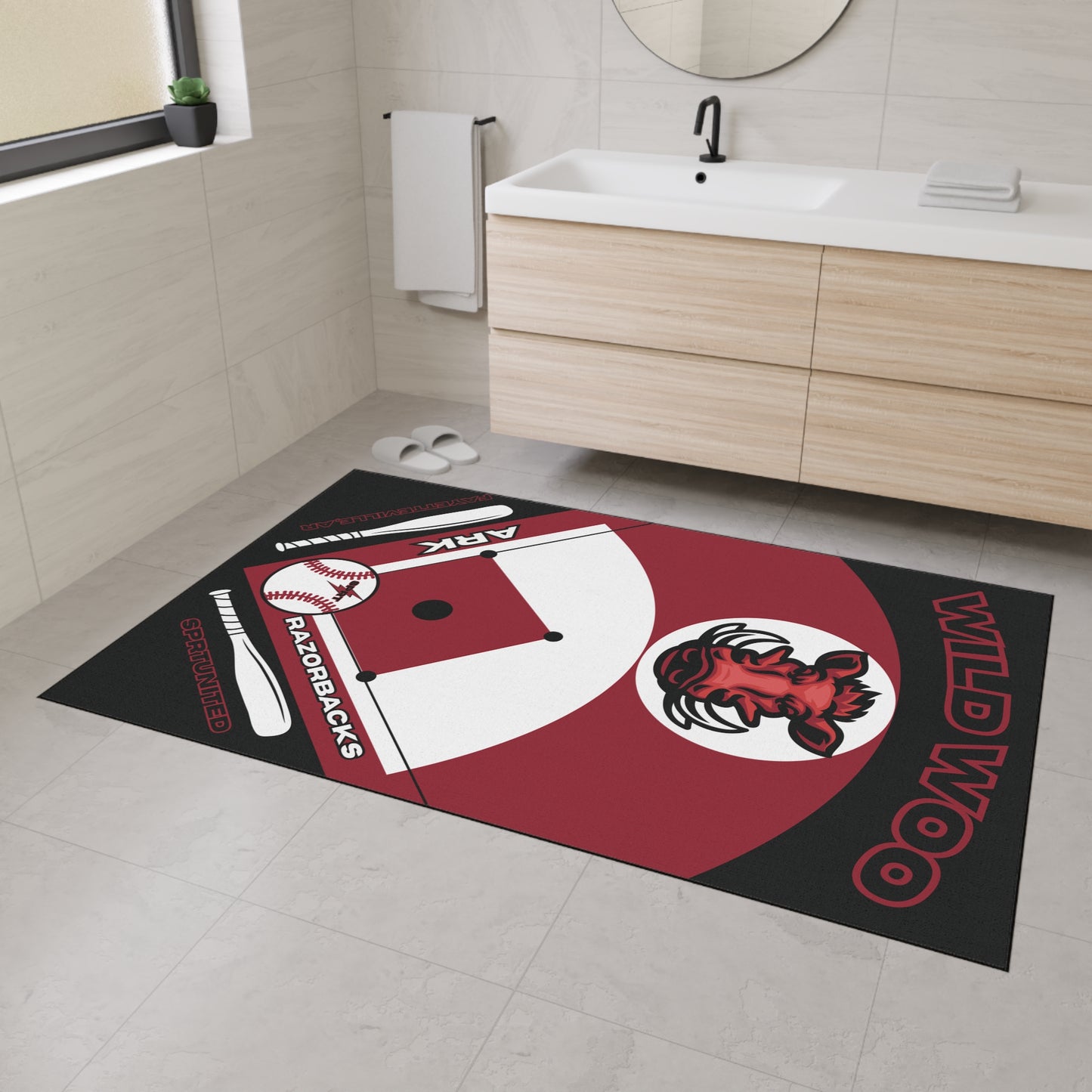 Arkansas- Baseball Rug