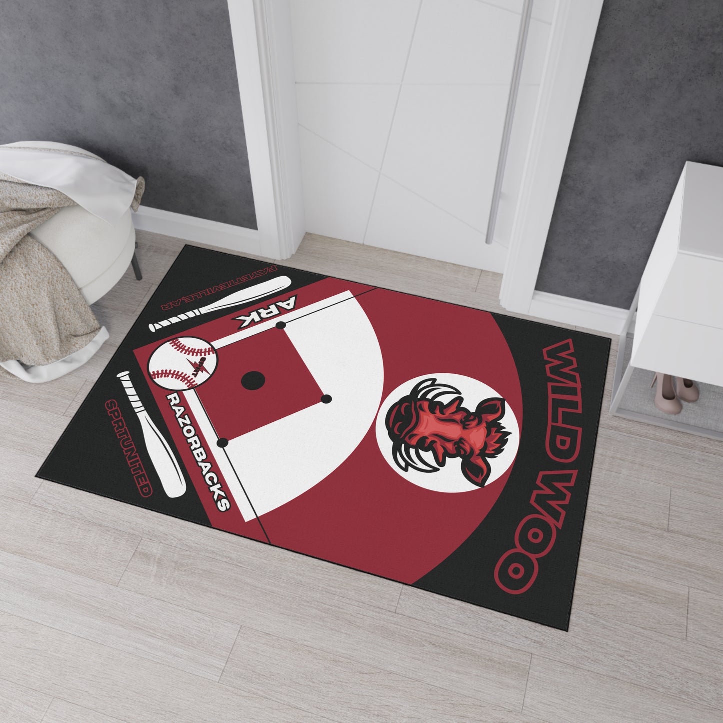 Arkansas- Baseball Rug